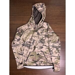 Under Armour Fitted Scent Control Cold Gear Real Tree Camo Hoodie Womens Size XL